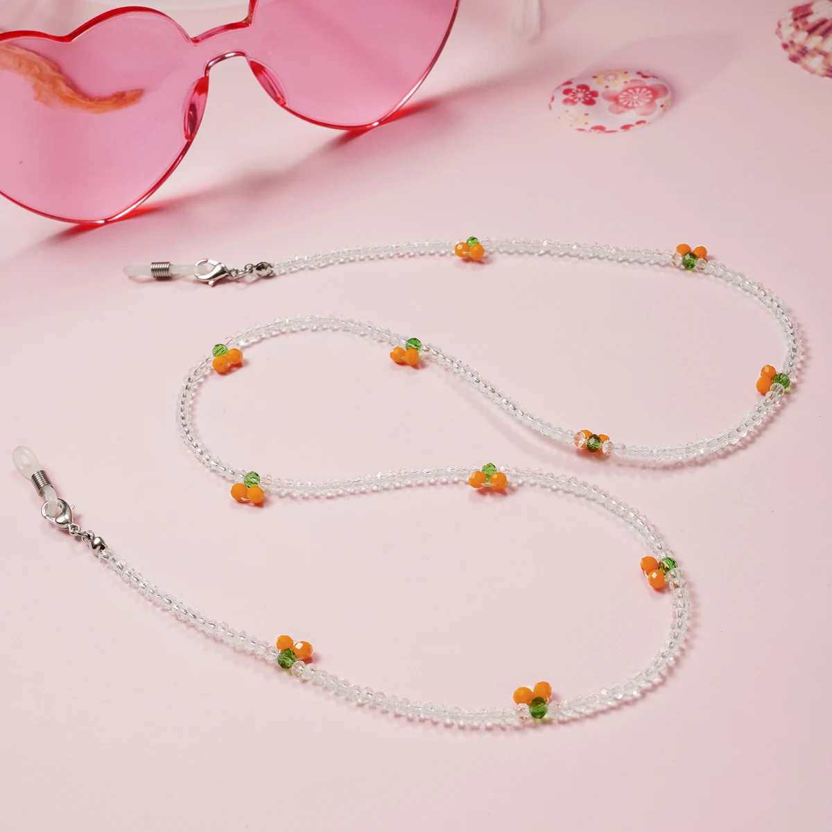 Fashion Transparent Crystal Glasses Chains for Woman Gril Crystal Black Beads Eyeglasses Necklace Metal Sunglasses Cord Lanyard