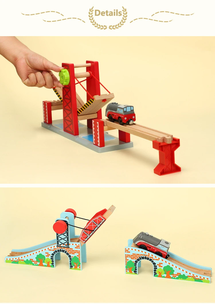 Kinder-Eisenbahn-Spielzeug Holzeisenbahn-Schienen Alle Arten von Brücken- und Schienenzubehör Passend für Marken-Holzschienen Spielzeug für Kinder Geschenk – Detail 3