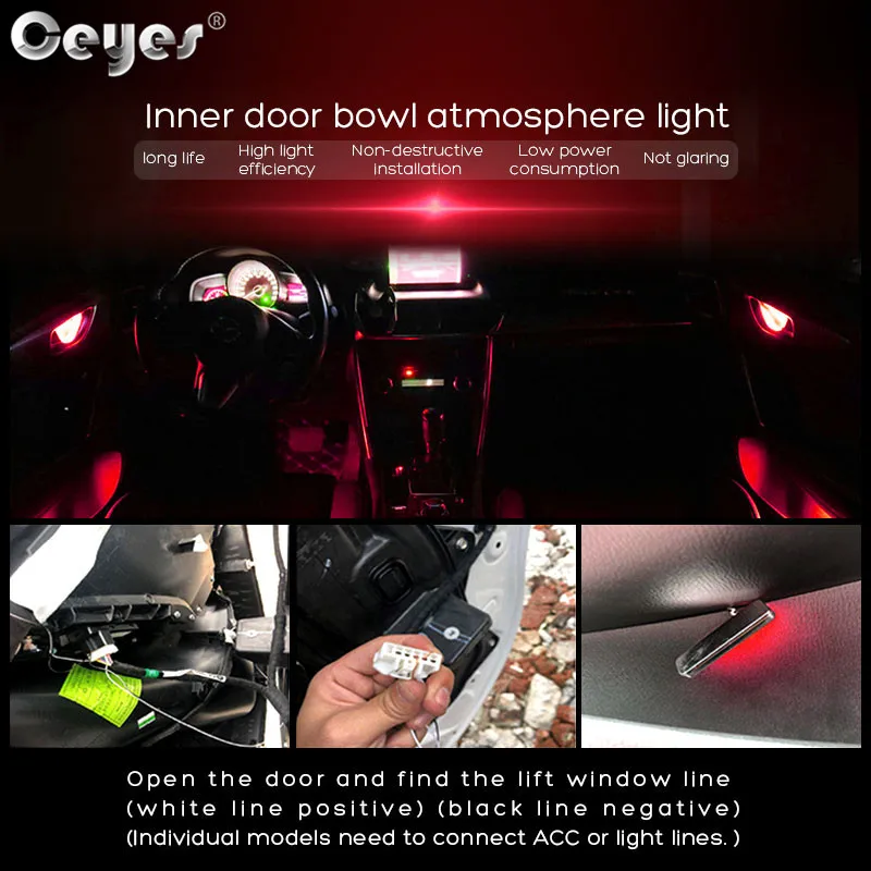 Mini Car Door Bowl decoration Light 12V Auto Interior Atmosphere Welcome Lamp Low Power Colorful LED Strip for BMW Audi All Car