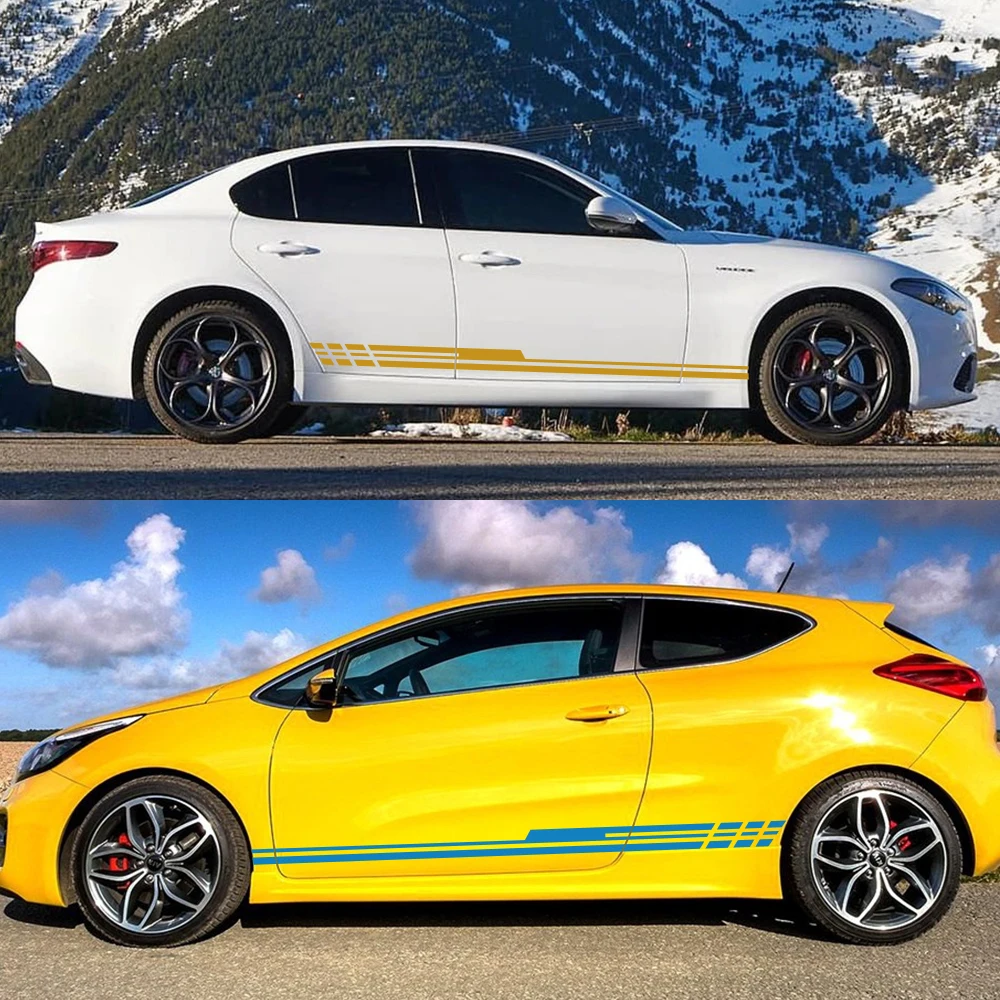 2PCS Universal Car Side Body Stickers Vinyl Film Decals Auto Accessories For Suzuki Volvo Tesla Skoda VW Volkswagen Seat Subaru - Image 4