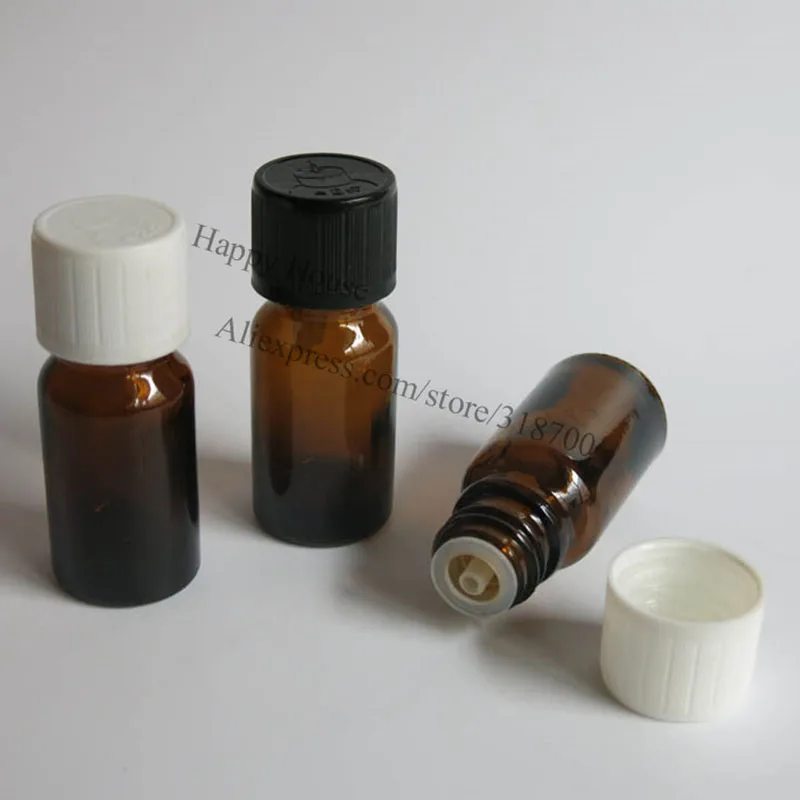 

360PCS Wholesale 10ml Amber Glass Essential Oil Bottle With Child Proof Cap 10cc Brown Refillable Cosmetic Container