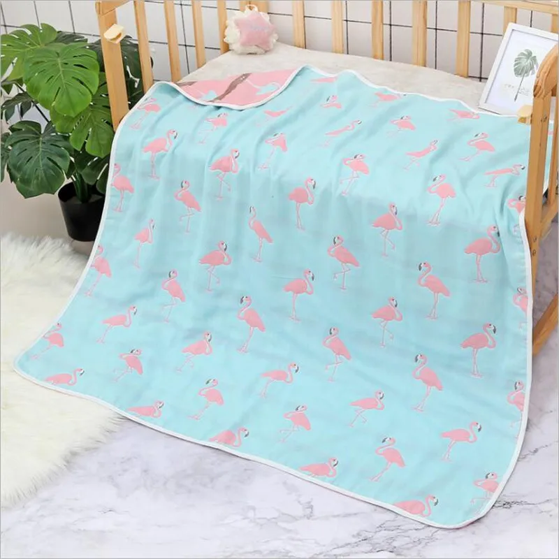 Selimut Bayi 110X110 CM Katun Muslin 6 Lapisan Tebal Newborn Swaddling Musim Gugur Bayi Bedong Selimut Kartun Menerima Selimut