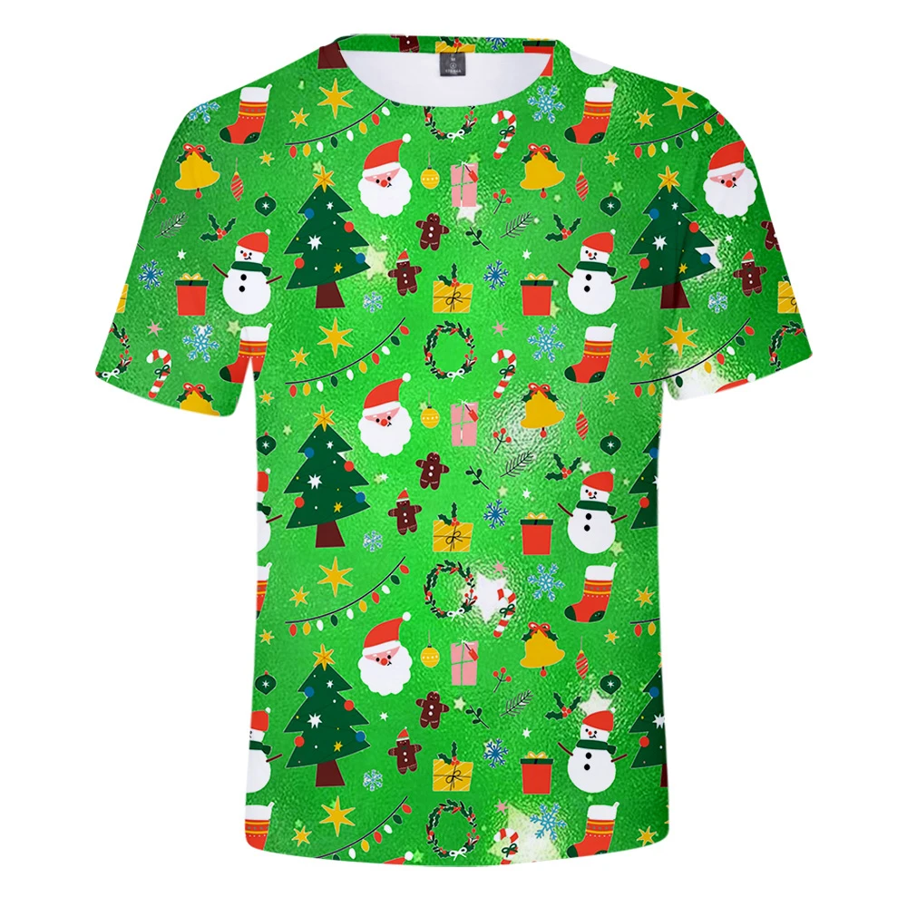 frdun 2021 New Christmas 3D Print T Shirt Men Women Short Sleeve Clothes