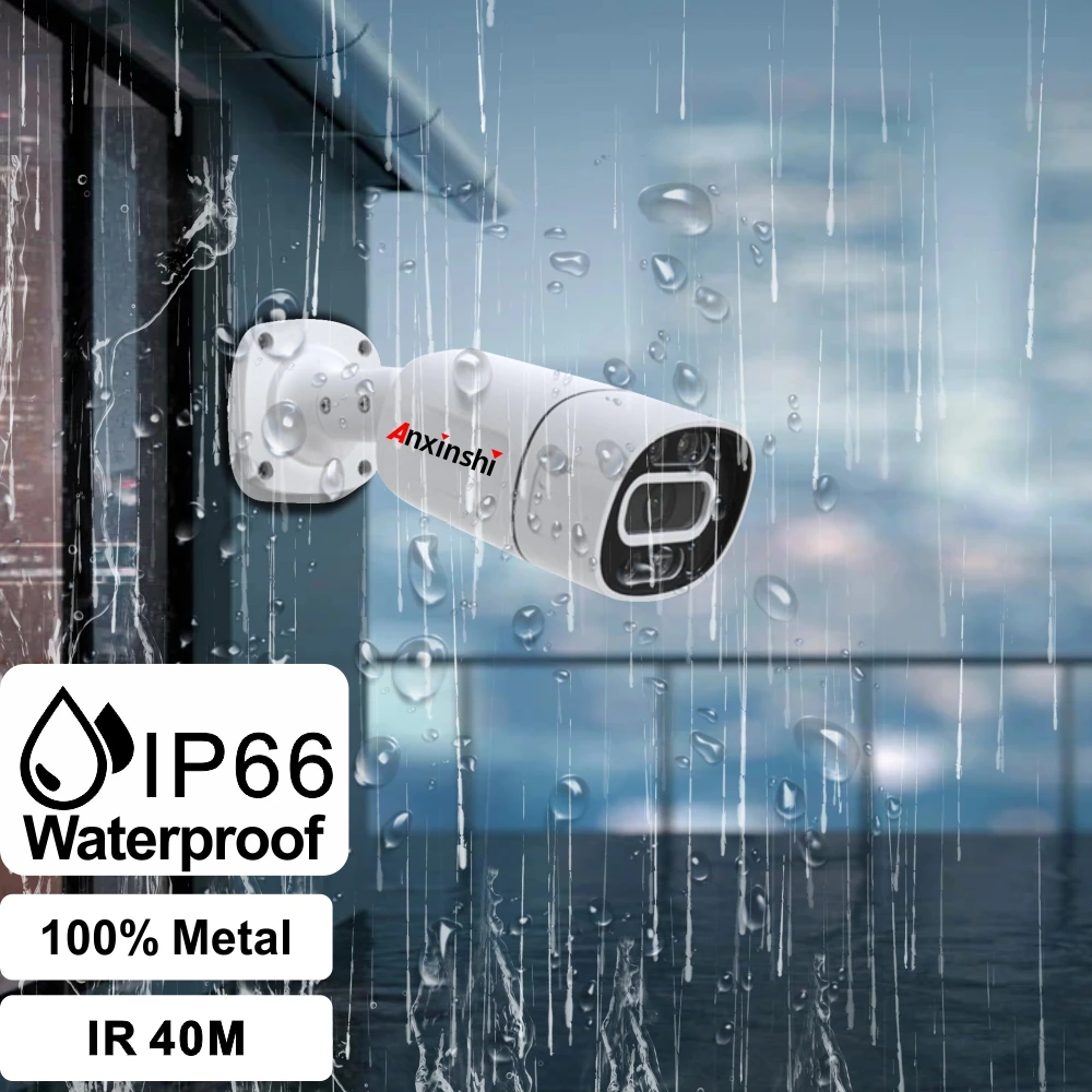 4K POE Metal Bullet IP Camera Outdoor 8MP 2.8/3.6mm Lens Night Vision IP ＆ Warm Light Video Surveillance Network Security Camera