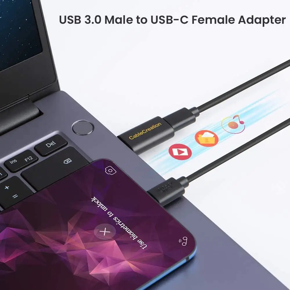 Usb 3.0 um macho para USB-C adaptador fêmea, tipo 3.0 para tipo c conversor de dados & carregamento para USB-C cabo de carga, para telefones portáteis