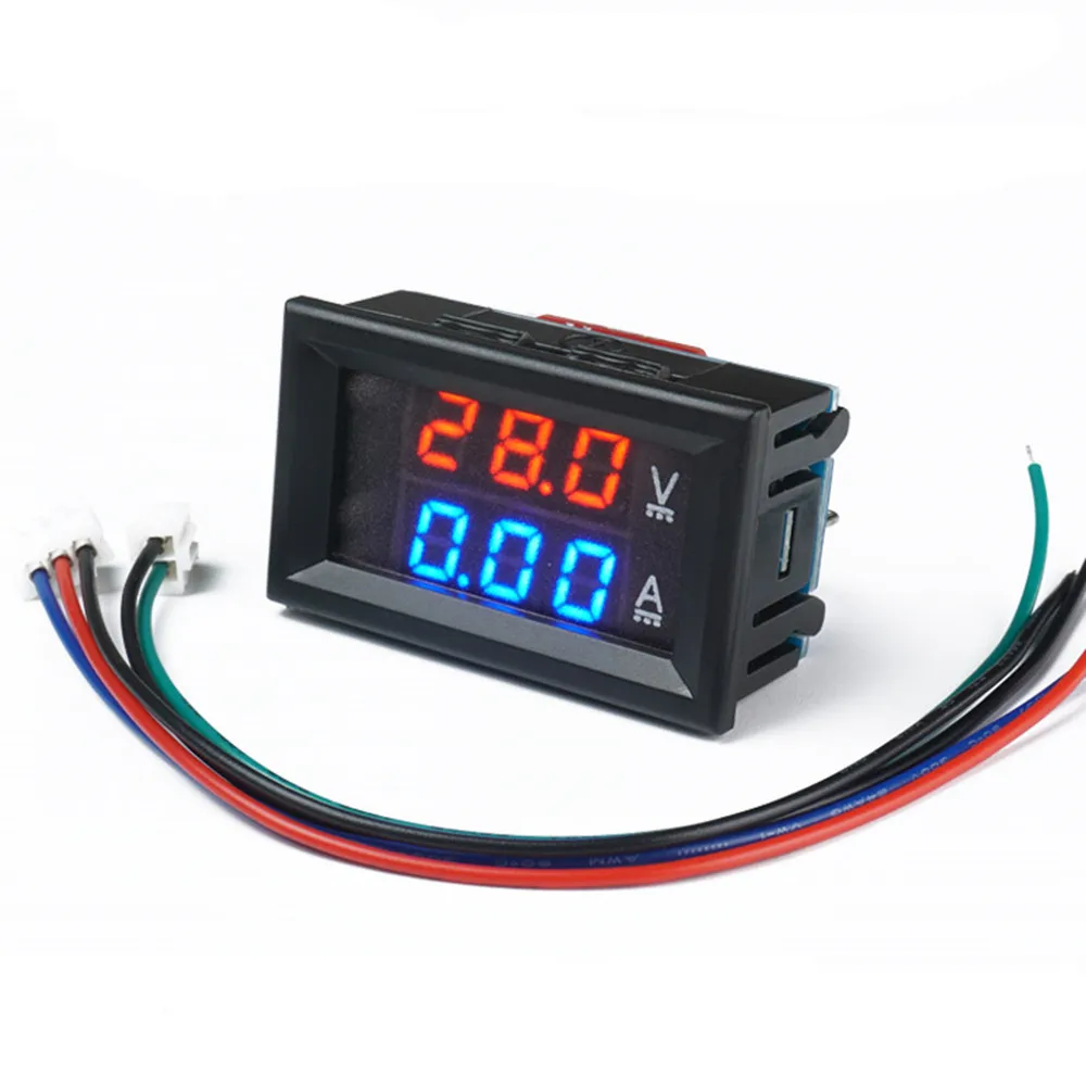 Taidacent Modbus RTU Power Monitor Energy Meter with RS485 TTL 100V 10A DC Voltage Current Meter with Dual LCD Display