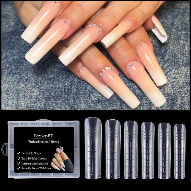 

120Pcs Upper Forms Tip Super Long Shape Gel For Extensio Finger Fake Nails Mold DIY Quick Building Art Dual Forms