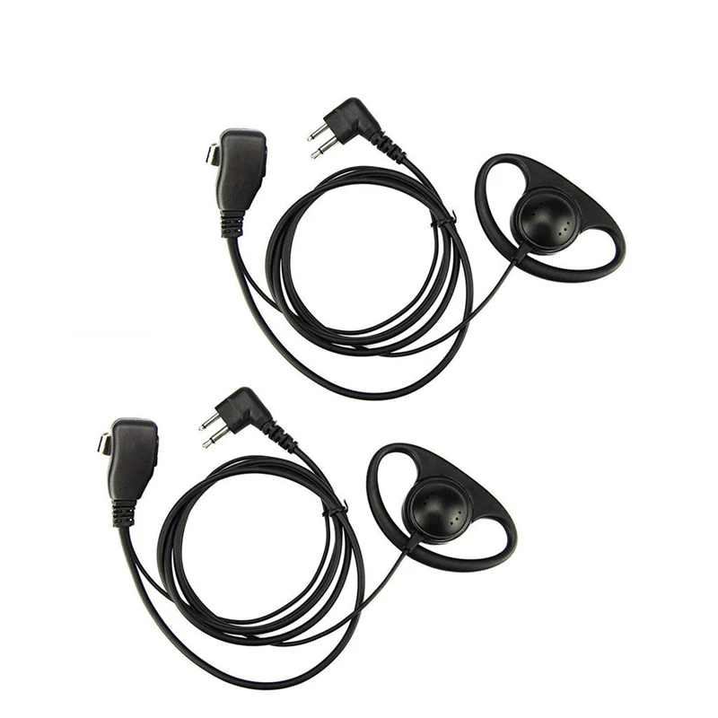 (2 Pack) 2Pin Advanced D Shape Clip-Ear Ptt Headset Earpiece Mic For Motorola 2 Way Radios Gp88S Gp300 Gp68 Gp2000 Gp88 Gp3188 C