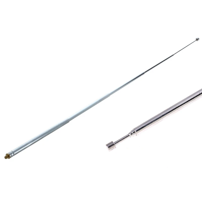 2 Pcs FM Radio TV Telescopic Whip Antenna Aerial Silver Tone 13.6inch 345mm 5 Sections & 62cm 4 Sections