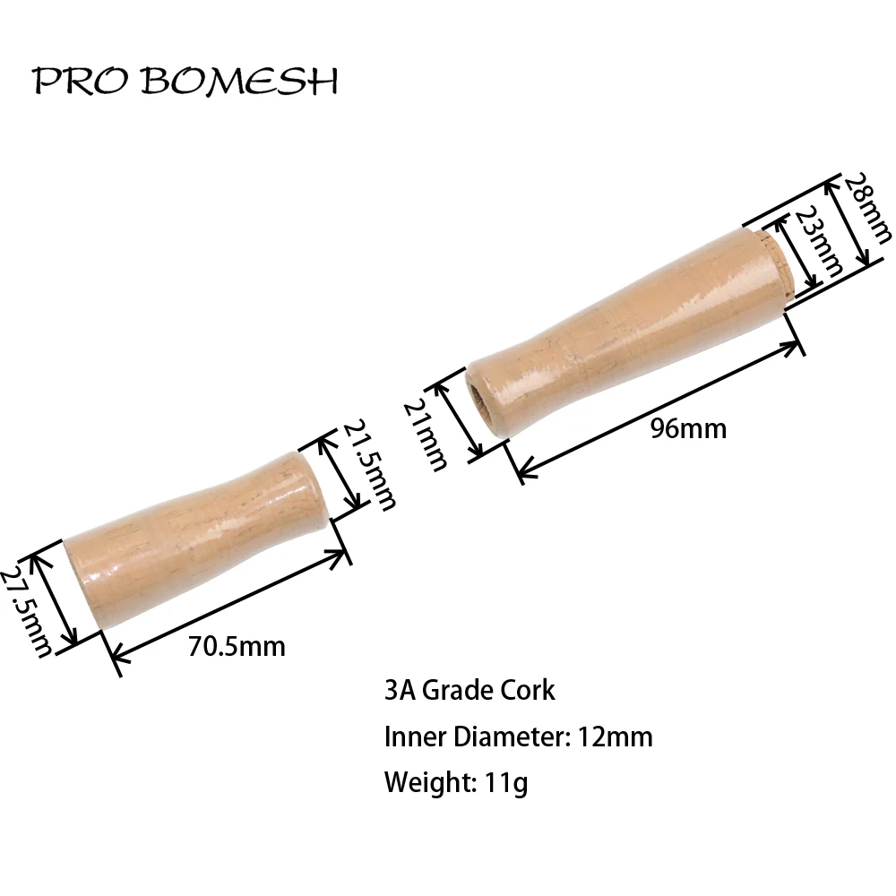 Pro Bomesh 1Set 11g 3A Grade Cork Rear Grip Split Grip Set DIY Fishing Rod Building Component Repair Rod Pole