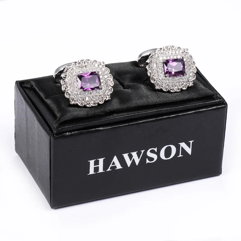 Hawson luxury Cufflinks for Mens,men\'s wedding French dress shirts jewellery accessory,high quality zirconia cufflinks