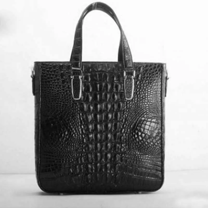 ourui true crocodile skull male men briefcase black One shoulder handbag new men bag men handbag crocodile leather bag