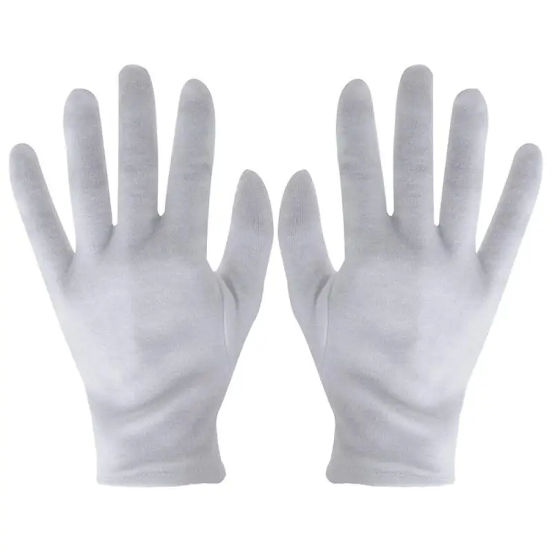 1 Pair White Gloves Work Gloves Soft Cotton Gloves Coin Jewelry Silver Inspection Gloves Stretchable Lining Glove Hand Protector