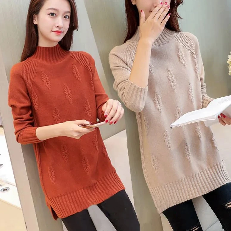 Autumn Winter Women Turtleneck Sweater & Pullovers New Long Sleeve Loose Pull Warm Female Jumper Sweater Tricot Tops Knitted 4XL