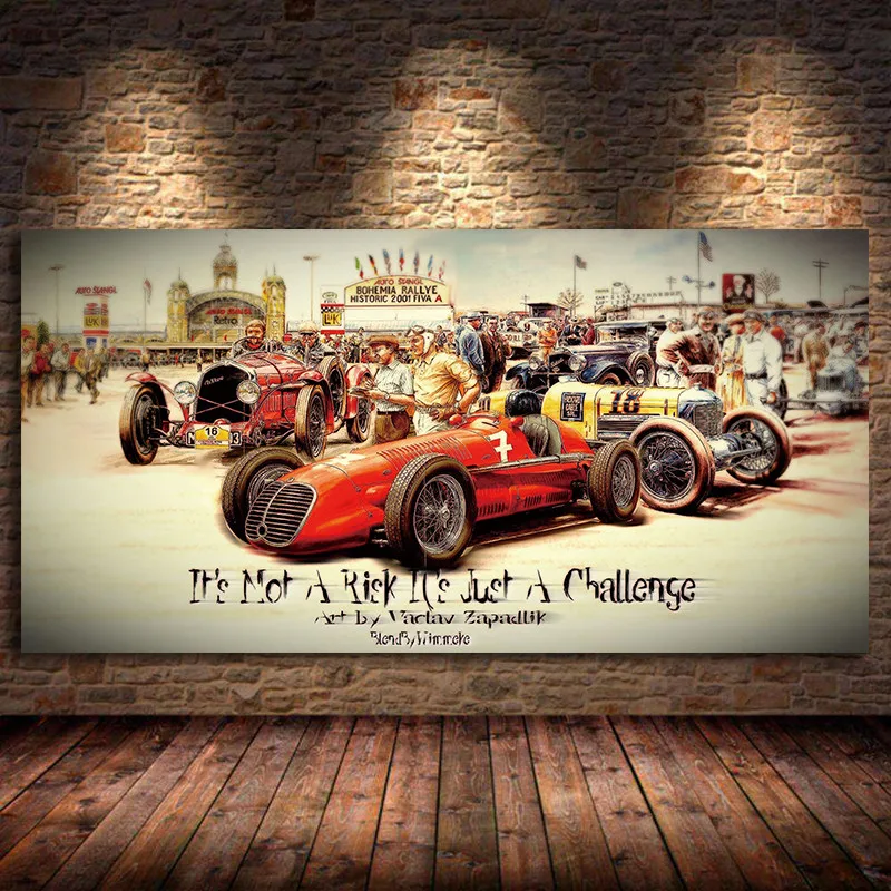 Vintage Car Posters Retro Poster Classic Racing Car Artwork Wall Art Picture Print Oil Canvas Painting For Home Living RoomDecor