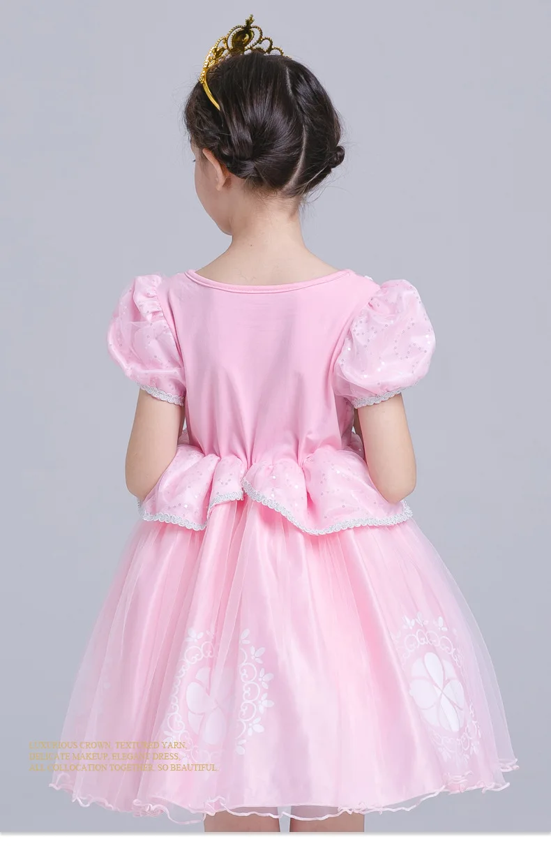 Robe de princesse à manches bouffantes pour filles, tenue fantaisie à paillettes pour fête d'anniversaire, vêtements Cosplay