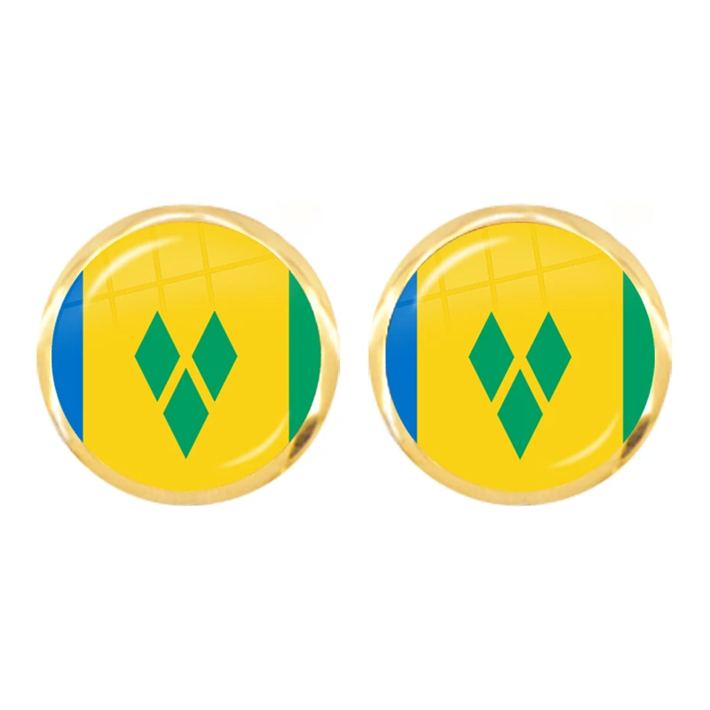 The Commonwealth of Dominica,Saint Lucia,Saint Vincent and the Grenadines,Barbados,Grenada,Ecuador National Flag Stud Earrings