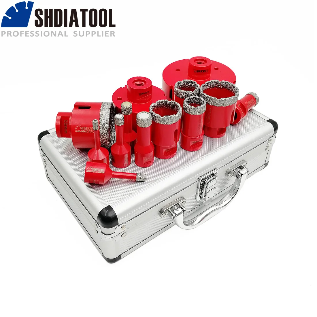 SHDIATOOL 1 zestaw/13 sztuk M14 gwintowane lutowane diamentowe wiertła wiertła koronowe z pudełkiem granit marmur ceramiczny frez