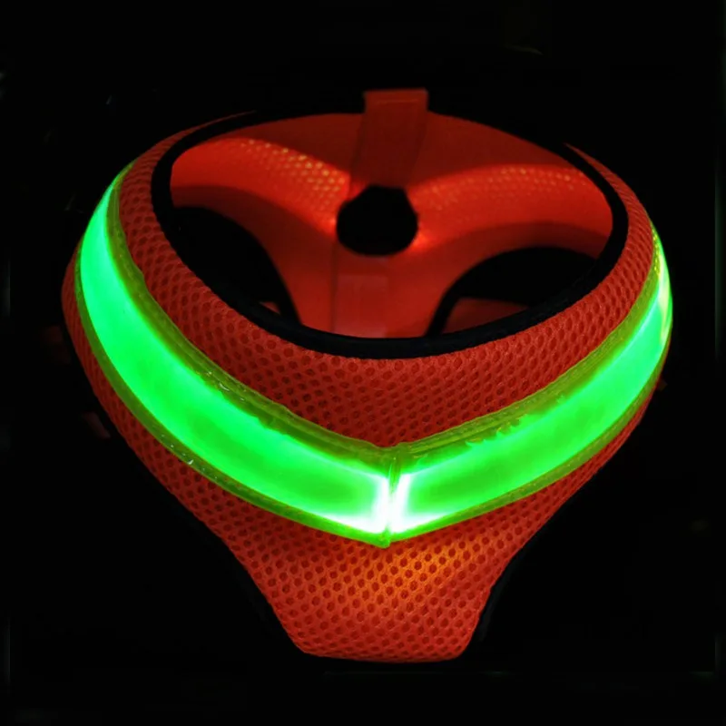 LED Luminous Dog Harness Led USB Charging Dog Chest Strap Vest Pet Safety Reflective Harness Pet Vest For puppy Large Dog