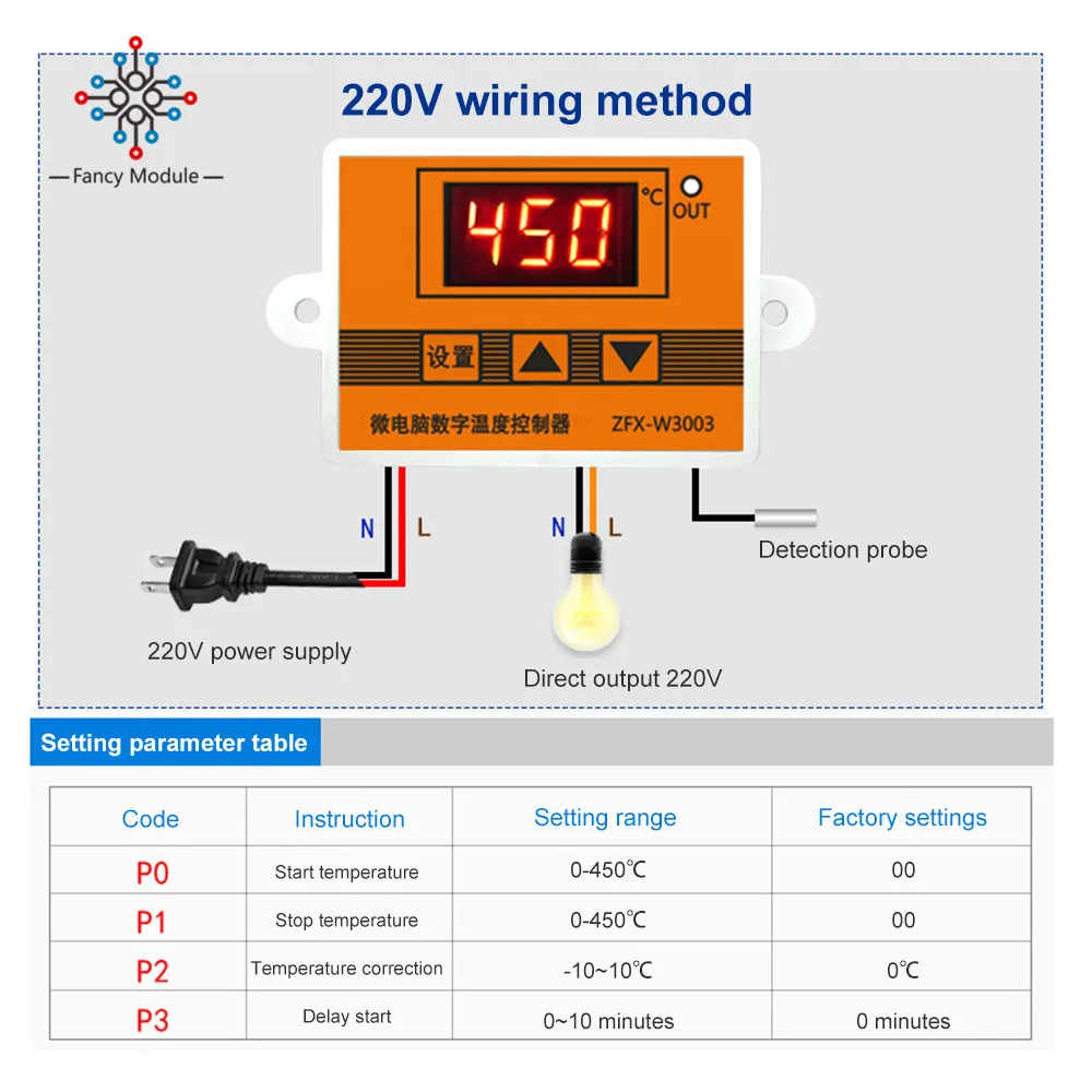 ZFX-W3003 Micro Temperature Controller Thermostat Thermoregulator Heating and Cooling Intelligent Incubator Water Temp Regulator