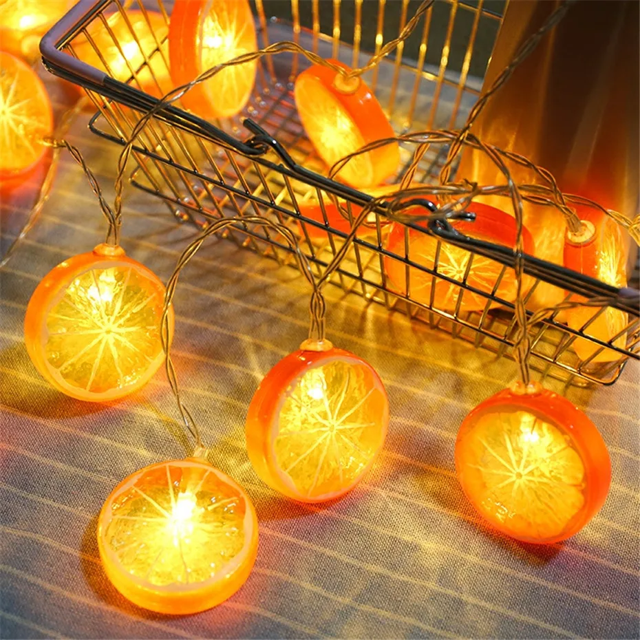 Imagem -02 - Lemon Garland Wreath Hanging Lamp Christmas Decorations 2023 Led Festoon String Light Ano Novo 2024 Decor 6m Battery Operated Garland For Bedroom Room Xmas Party Home Wedding Decor Christmas Lights