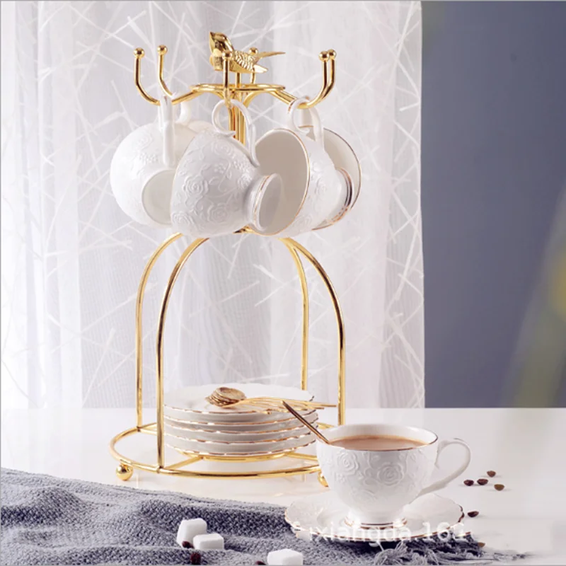 Gold Plated Cup Holder Stainless Steel Coffee Cup Holder Tea Cup Hang Rack Home storage Decoration Drop Shipping