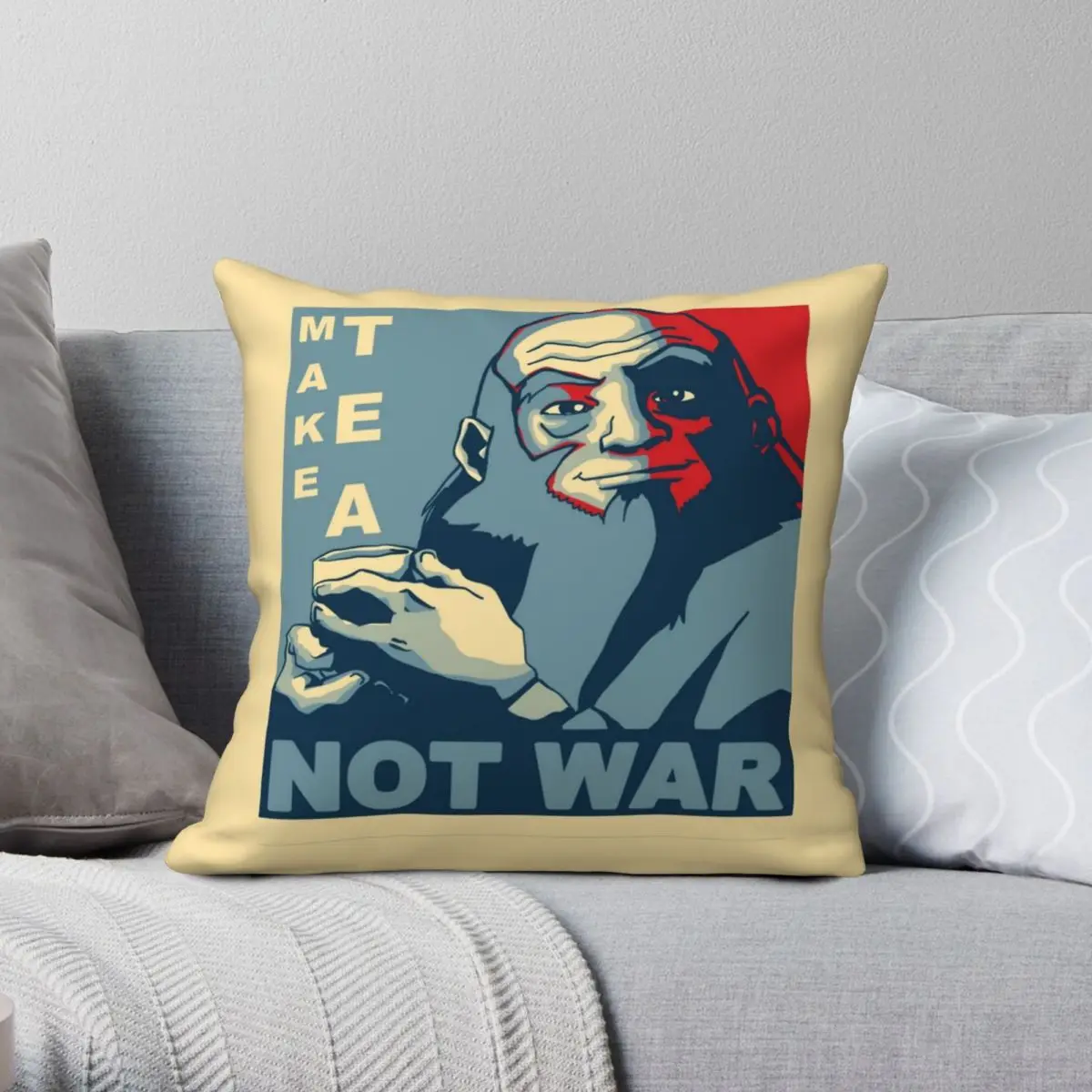 Iroh Make Tea Not War Pillowcase Polyester Linen Velvet Printed Zip Decorative Pillow Case Home Cushion Cover 45x45