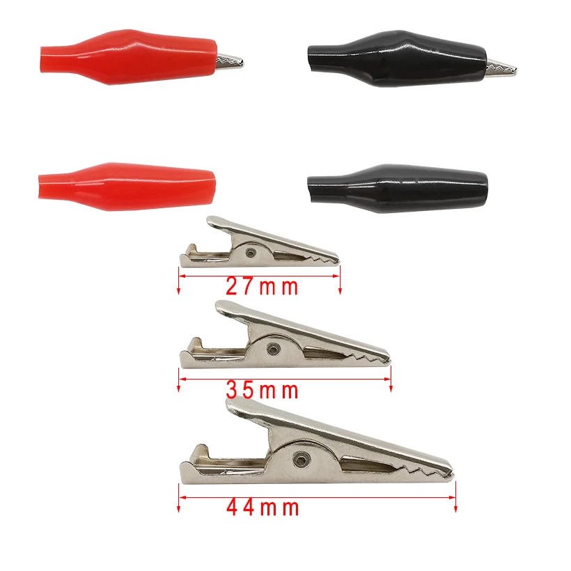 5Pairs Black Red 27mm 35mm 44mm Plastic Sleeve Metal Alligator Clip Insulated Crocodile Clips Electrical Testing Probe Clamp G98