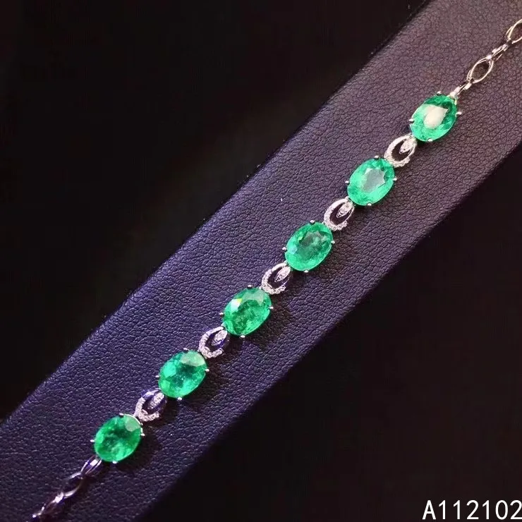 

KJJEAXCMY fine jewelry 925 sterling silver inlaid natural emerald Luxury Chinese women's bracelet support test