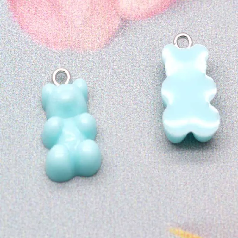 10pcs 11*21mm Candy Color Mini Bear Charms For DIY Decoration Earrings Necklace  Fashion Jewelry Accessories