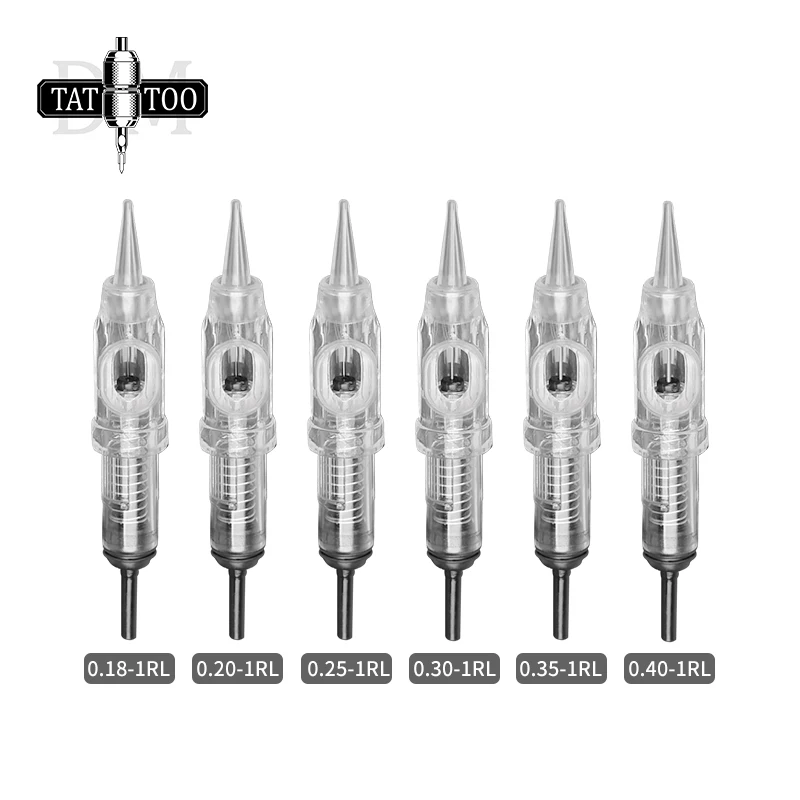 Disposable Permanent Makeup Cartridge Needles, 1RL Sterilized Eyebrow Tattoo Needle for Permanent Makeup Pen Machine 100Pcs