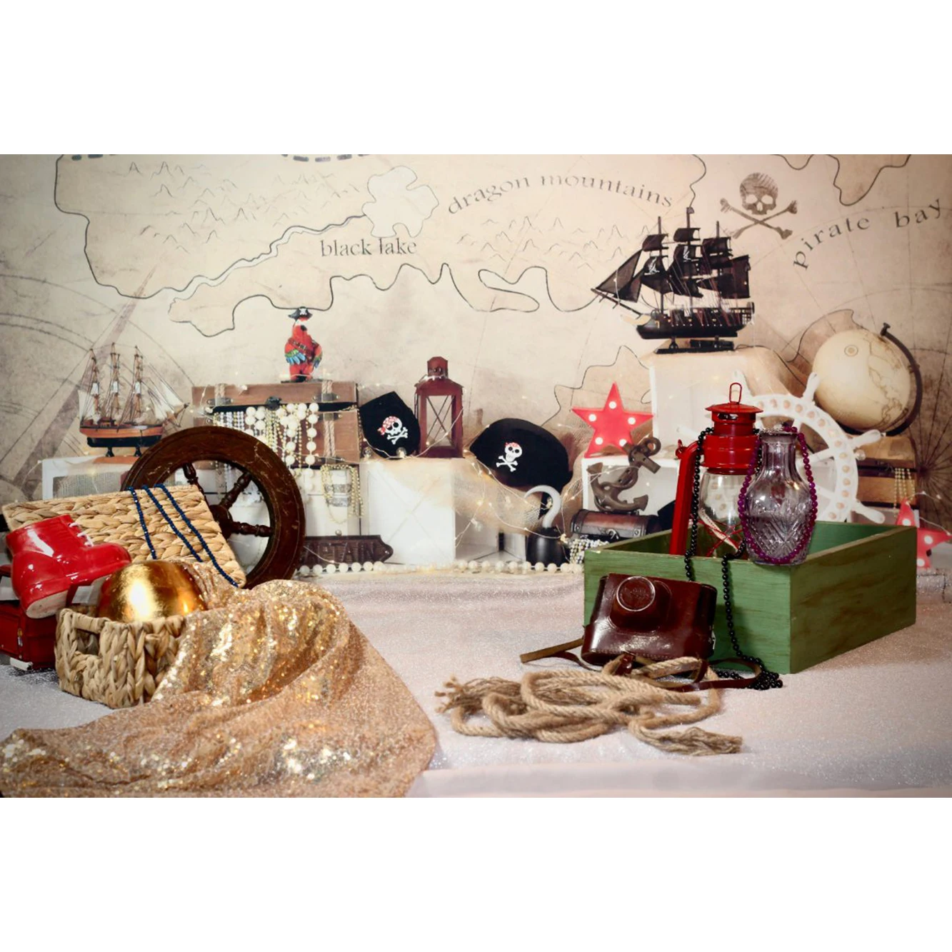 Pirate Ship Kids Photography Backdrop Travel The World Boy Birthday Photography Background Cake Smash Decor Banner Photostudio