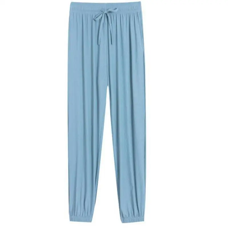 

Summer Solid Color Ice Silk Women's Sports Pants Loose-fitting Thin Casual Harlan Pants White Drape Ankle-length Pants