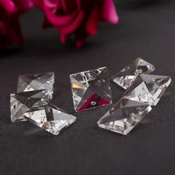 Camal 100pcs 14/18/22mm Crystal Loose Square Beads with 4 holes Pendants Prisms Lamp Lighting Chandelier Part Hanging Home Decor