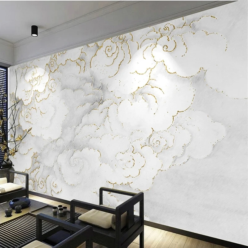 Custom Chinese Creative White Clouds Mural Wallpaper For Wall 3D Living Room Bedroom TV Background Home Decor Waterproof Fresco