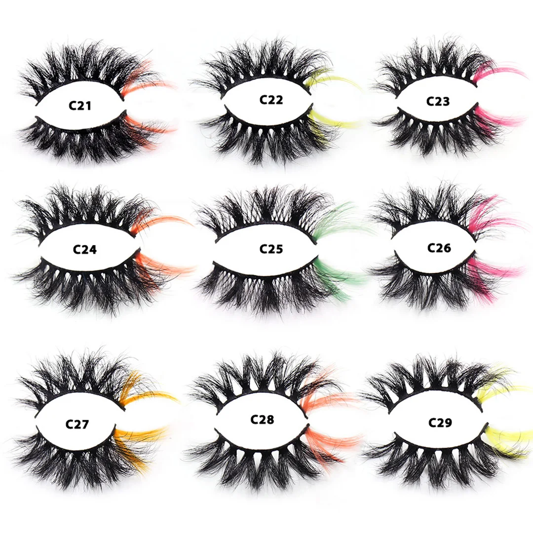 NEW C Curl Colored 3D  Mink Colored Eyelashes Ombre Vegan Strip Lashes Natural Dramatic Fluffy Fake Eyelashes Extension Makeup