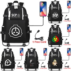 SCP temel sırt çantası USB şarj portu Cosplay sırt çantası erkek kız için büyük kapasiteli okul Mochila