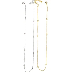 2017 three color 100% 925 sterling silver 45cm 85cm 102cm layer long link chain dainty delicate thin silver chain cz necklace