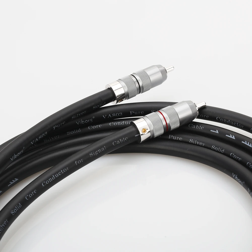 New Viborg VA803 High-End Pure Solid Silver Premium Audio Interconnect Cable Phono to Phono Stereo Analogue Interconnect Cable