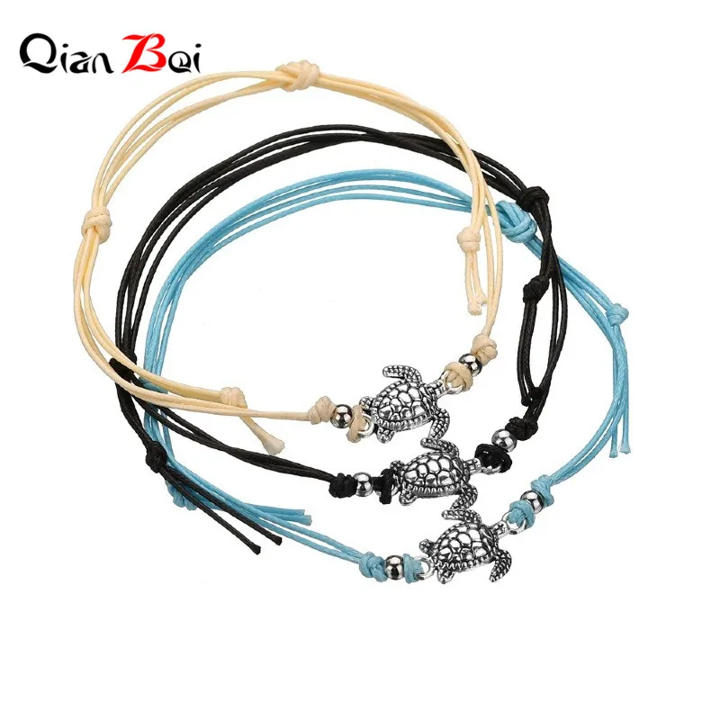 سوار سحر سلحفاة QianBei-Sea للنساء والأطفال ، سوار معصم ، خيط أحمر ، سلحفاة ، هدية