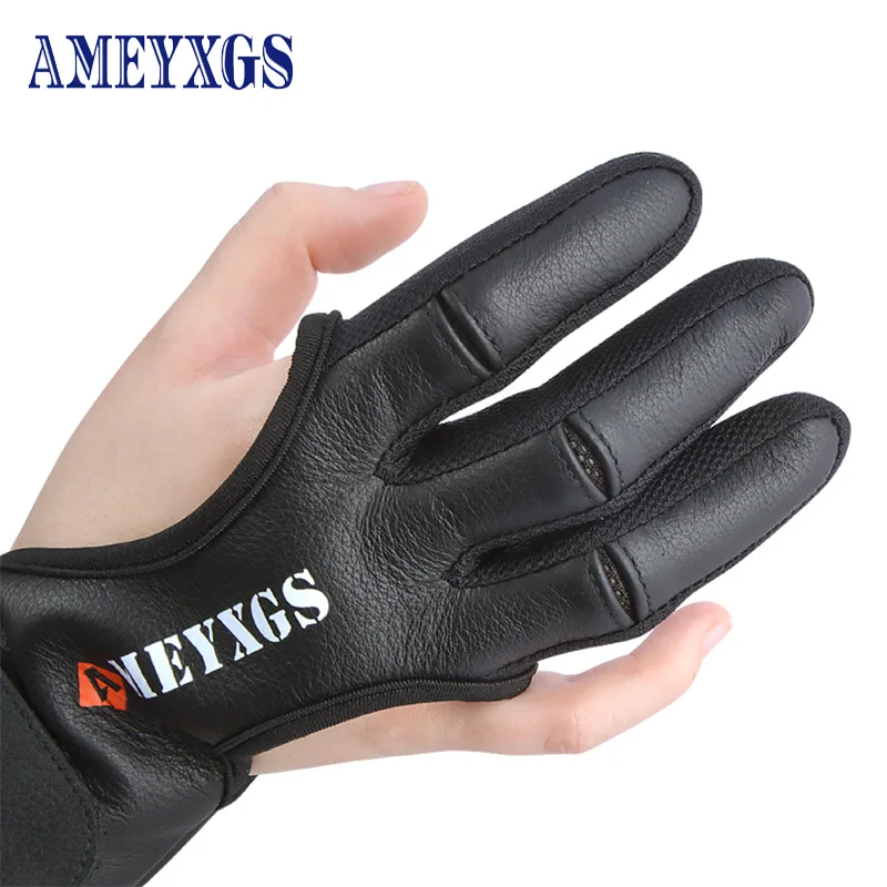 3 Fingers Archery Gloves Deerskin Finger Protection Left and Right Hands Universal 3 size For Shooting Hunting Accessories