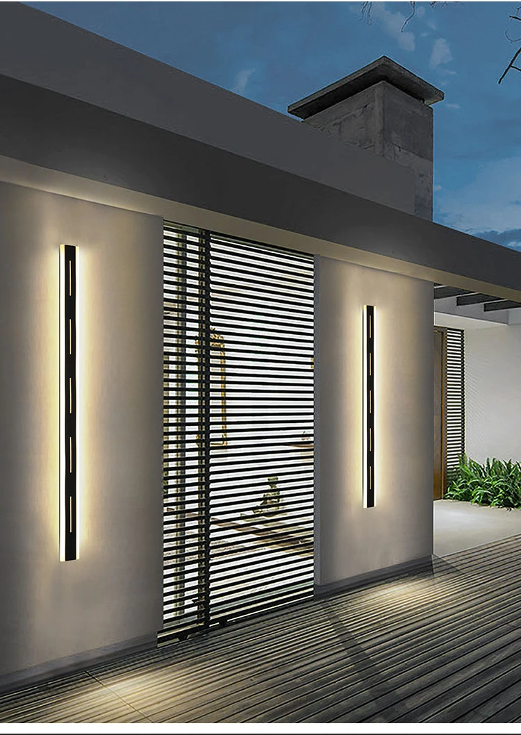 Lámpara LED de pared para exteriores, luz larga impermeable IP65, candelabro para jardín, Villa, porche, 110V, 220V