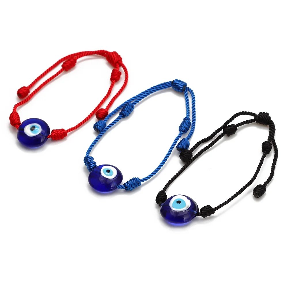 Lucky Eye Blue Turkish Evil Eye Bead Bracelet Braided Red Rope Adjustable Bracelet for Women Girls Men Fashion Jewelry BE163