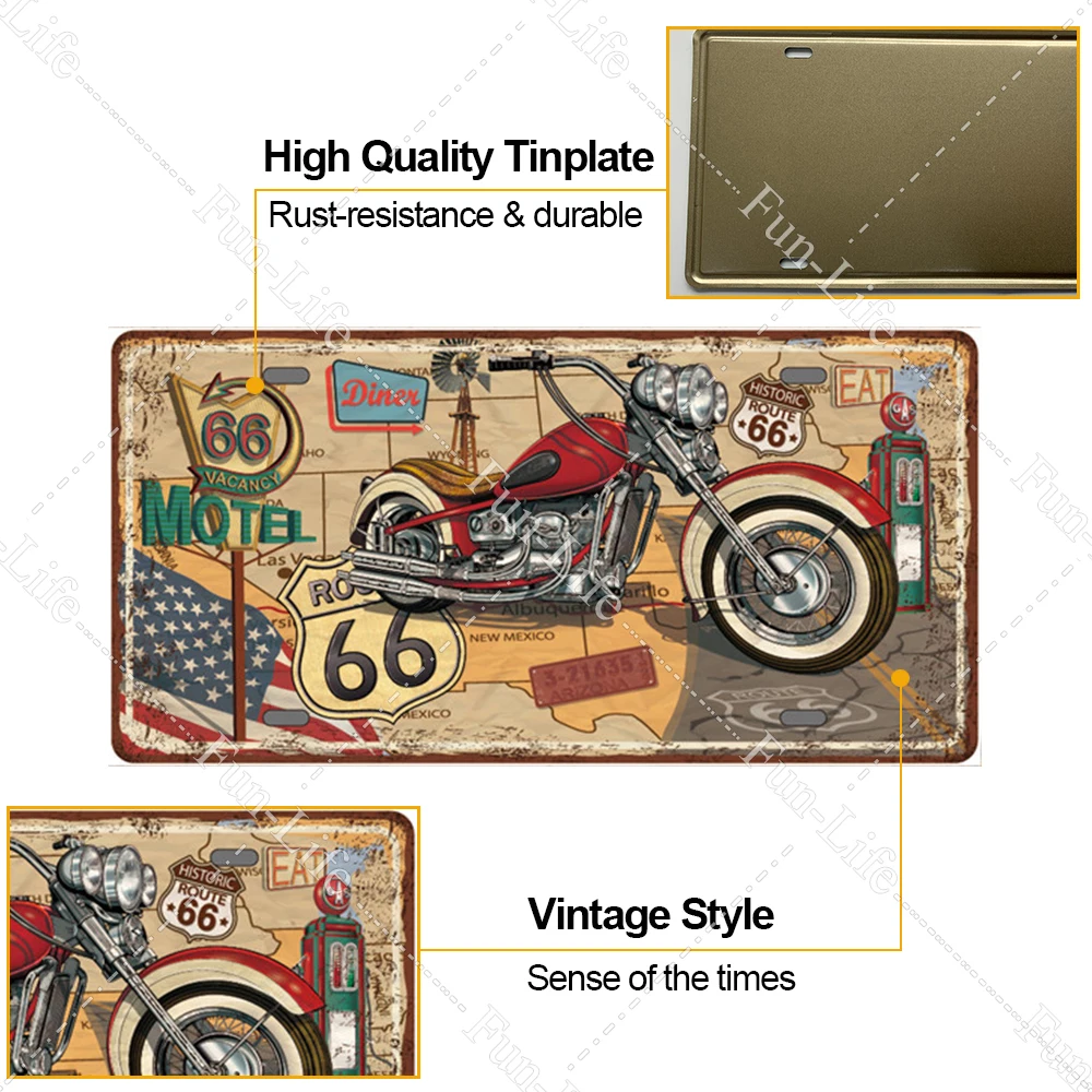 Motorcycle Vintage Metal Poster, Retro Motor Tin Signs, Plaque Board, Pub, Bar, Cafe, Garage Decor, 15x30cm