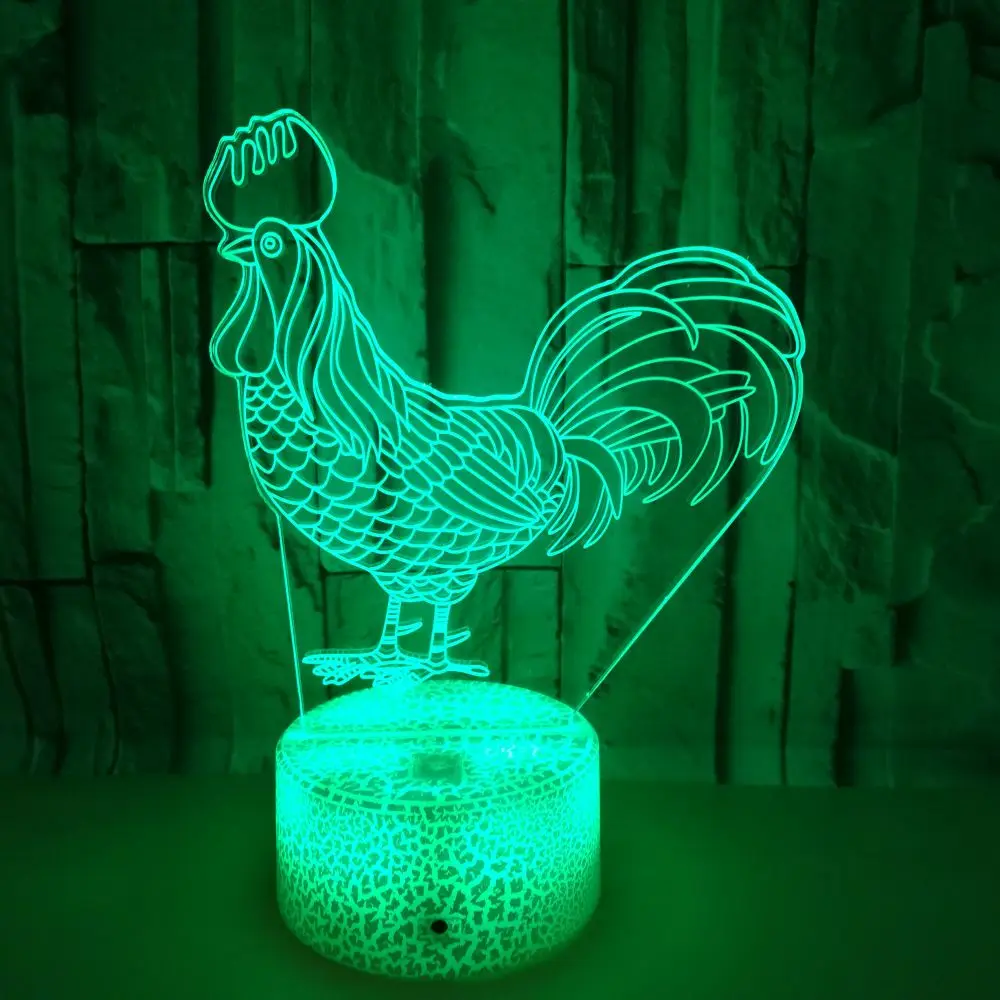 Cock Rooster Chick Acrylic 7Colors Desk Lamp 3D Lamp Novelty Child Gift Led Night Light Millennium Falcon Light