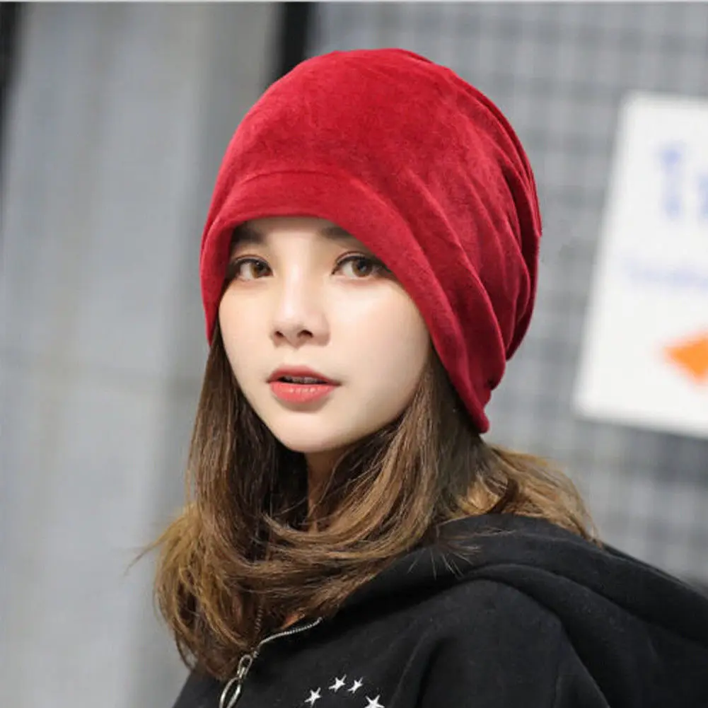 Fashion Winter Hats Women Beanies Men Women Skullies Casual Thick Warm Velvet Beanies Solid Warm Cap Velvet Oversized