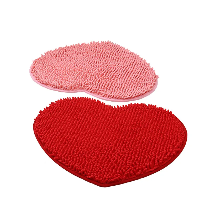 1pc home decor fluffy 50*60cm love heart shape non-slip bath mats bathroom carpet set 3 colors shower mat toilet bathroom rugs