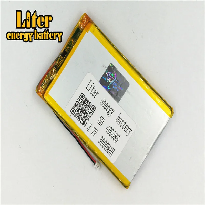 1.25MM 2pin connector Cheap 406585 3.7v 3600mah rechargeable lithium polymer Tablet PC Digital Products battery