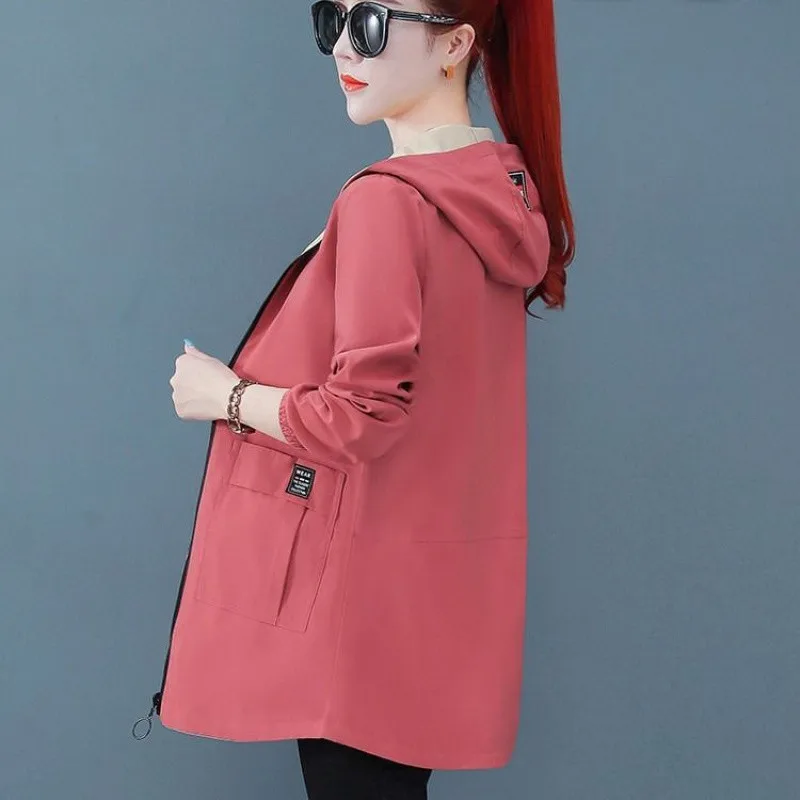 2022 New Spring Autumn Women Jacket Streetwear Hooded Coat Zippers Jackets Windbreakers Female Causal Outerwear 4XL