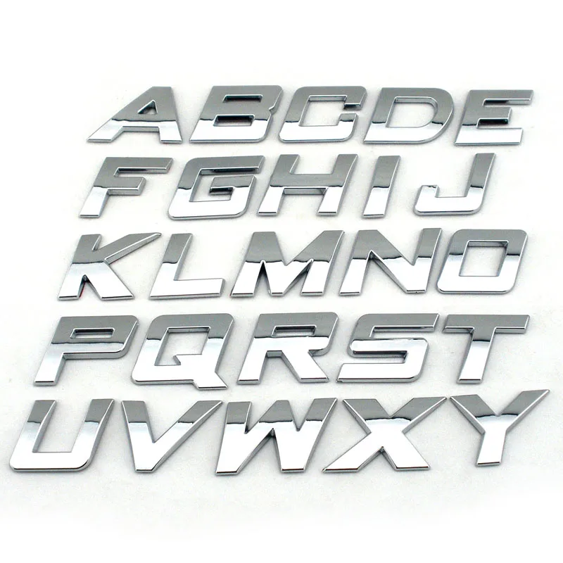DIY 25mm wysoki kursywne plastikowe 3d chromowane litery cyfry samoprzylepne naklejki samochodowe alfabetu auto znak akcesoria samochodowe dekoracja